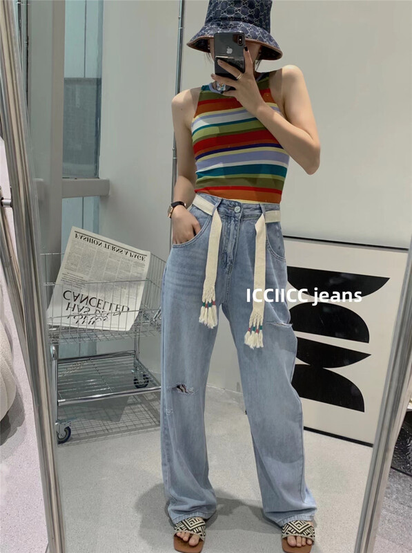 [icciicc] straight cut versatile jeans (with belt) 900379\cls