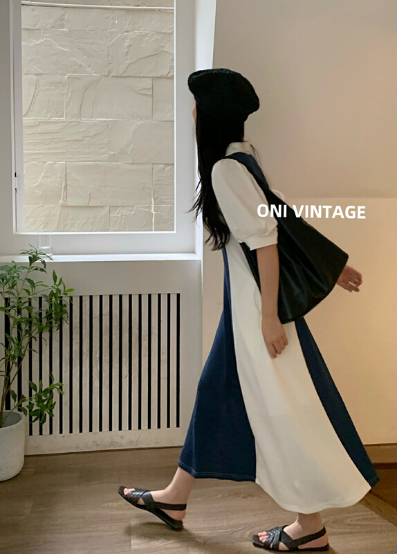 [onivinage Omni] color blocking fashion thin dress (with suspenders) uh224o5362\cqw