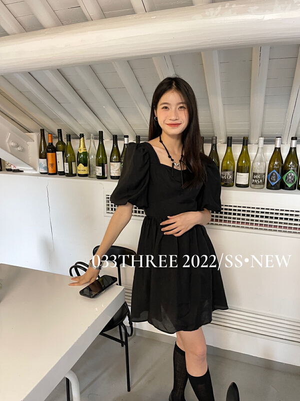 [033three] fresh and simple square neck dress 8173\lsl
