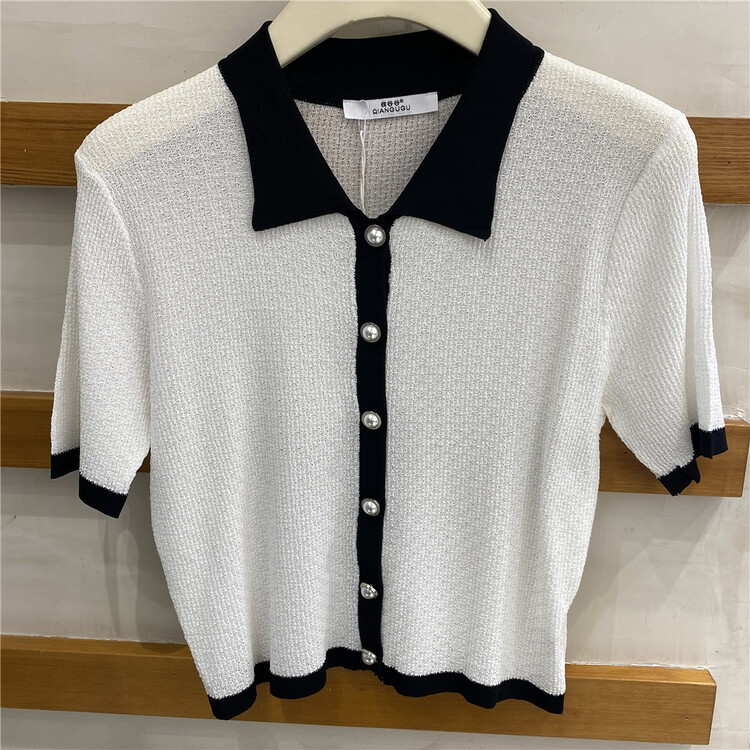 [candy] single breasted color matching versatile shirt 206109 \zjy