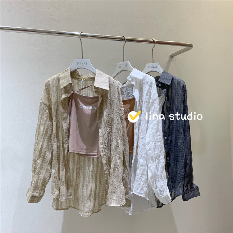 [Lina] fashionable, simple, casual and versatile shirt (with sling) 9061\zxx