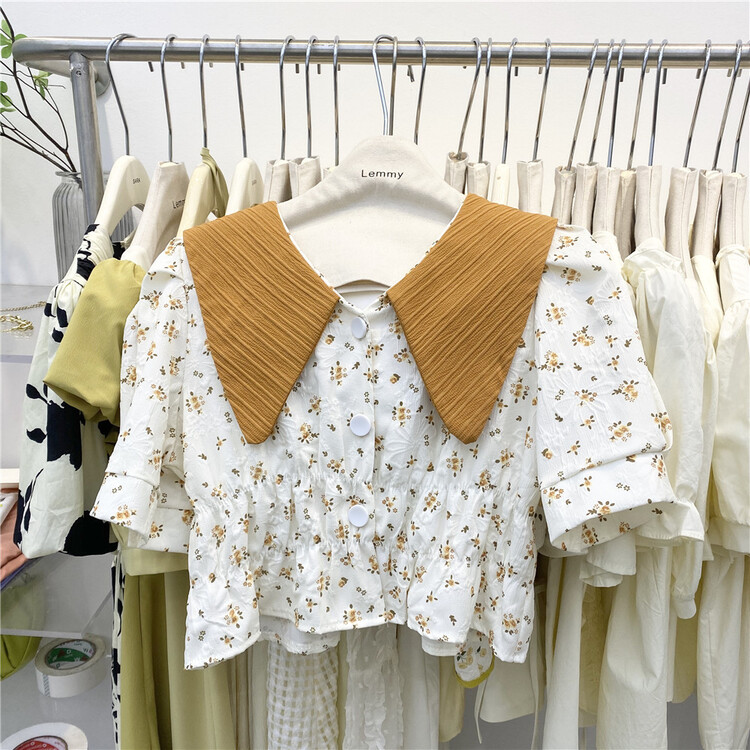 [Lemmy] Korean version retro button floral shirt 8518a\hbx