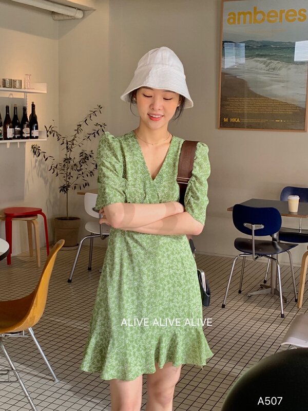 New year in early spring! [alive] V-neck floral sweet dress 15227\lwy