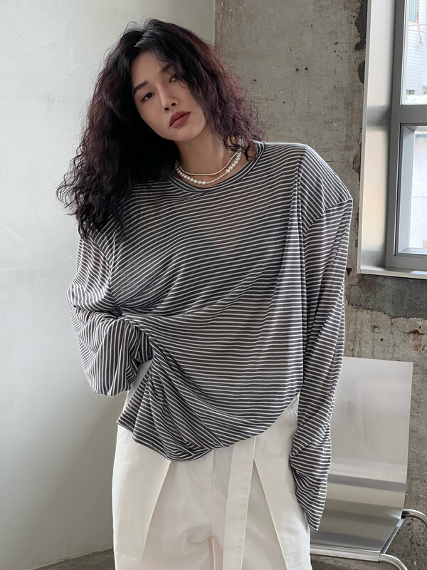 [all in] stripe loose and versatile sunscreen shirt 4281\ozq