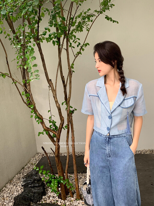 [neihe] tassel pendant design color matching suit jacket 11558\zxx