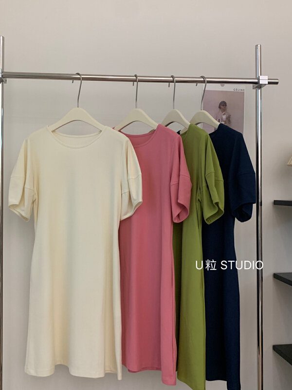 [U grain] Korean solid color casual loose dress 5823\hbx