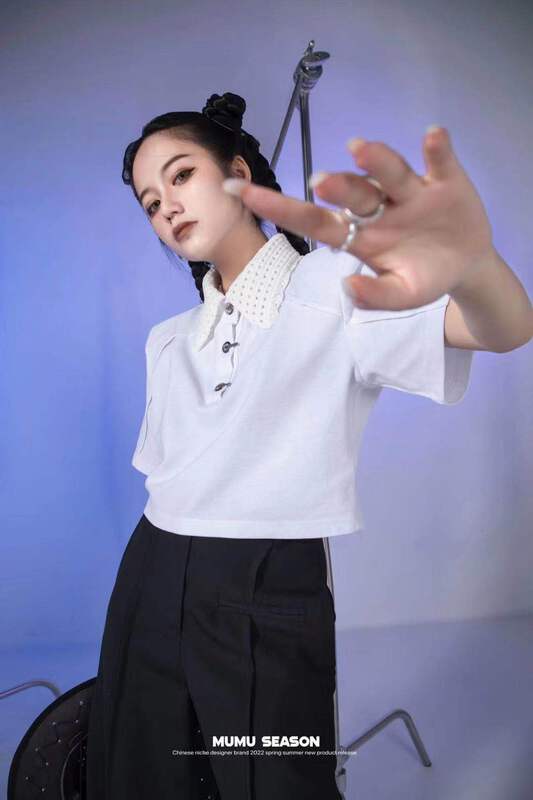 [Mumu season] shoulder pad fashion short sleeve T-shirt 2367\zxl