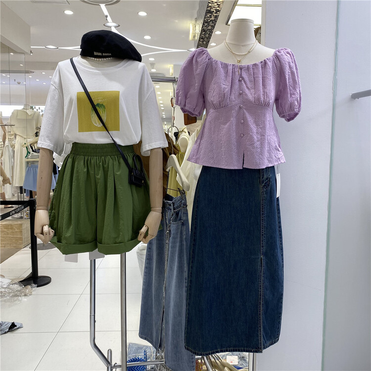 [Mihe] elastic waist loose wide leg casual shorts (shorts only) 2519\wpl