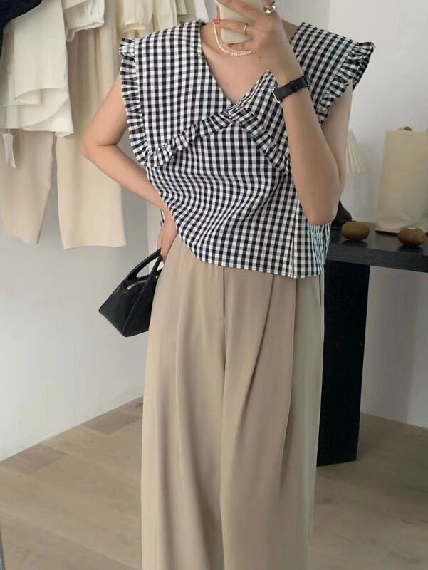 [wanna] checkered fashion versatile shirt 89252\zxl