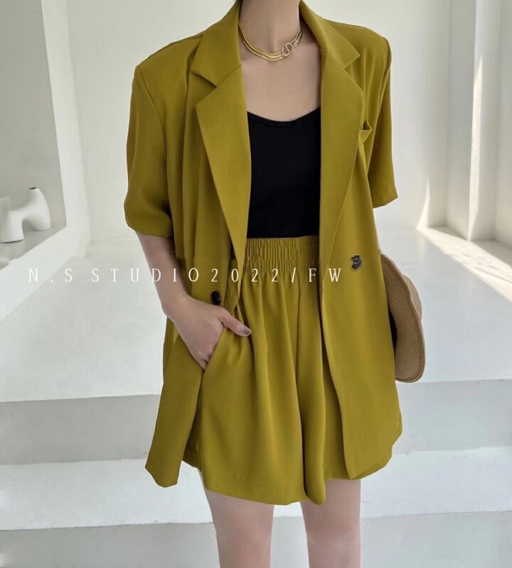[N.S] high quality suit + elastic waist casual Shorts Set 2029\wpl