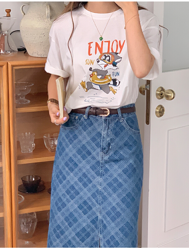 [the mind] Korean round neck versatile short sleeve T-shirt 60369\jhy