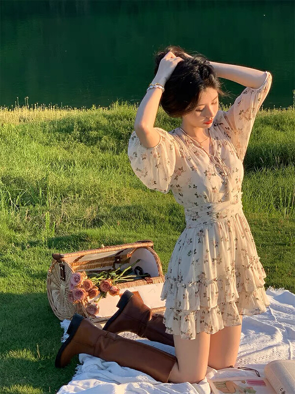 [Amanda] French sweet little floral dress 9657\pcz