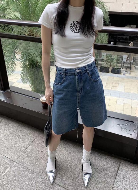 [Hua Muzi] high waist thin versatile denim shorts 0082\zxl
