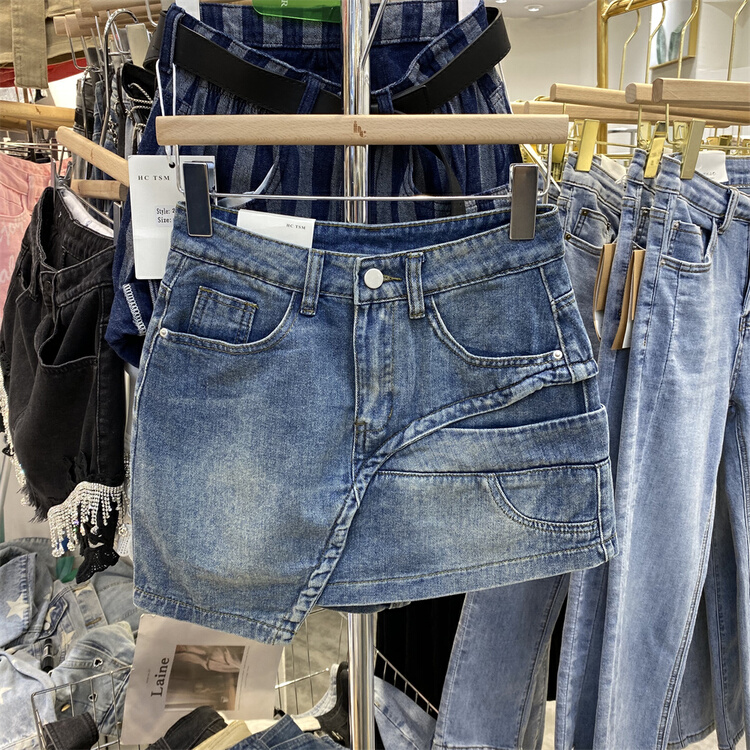 [Han Xi'er] Vintage denim skirt and pants 9136\hbx