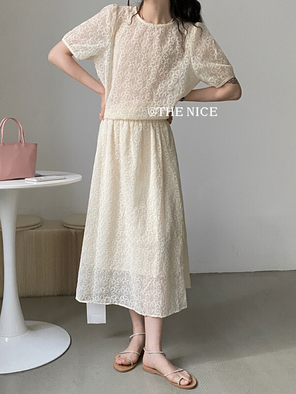 [the nice] embroidered love Korean skirt a9221\hjy