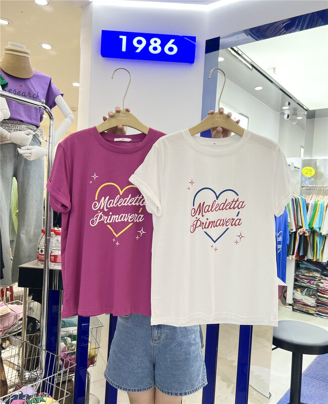 [1986] Korean alphabet love simple printed short sleeve T-shirt f3202\lsl