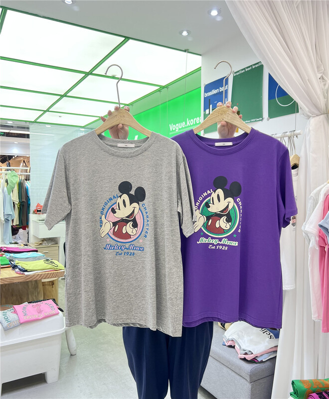 [1986] simple casual cartoon Mickey printed short sleeve T-shirt f2985\lsl