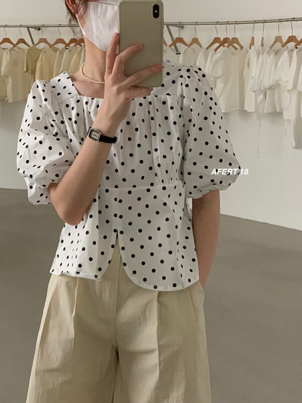 [after 18] casual simple Polka Dot Shirt 602\zjy