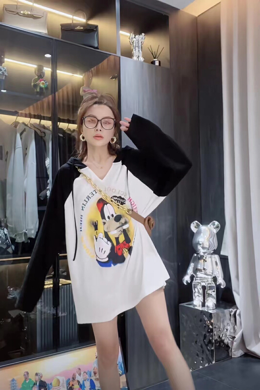 [miss Xixi] puppy cartoon print hooded long sleeve T-shirt 8193\l
