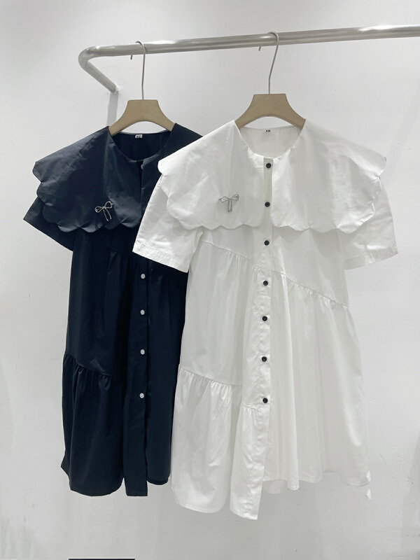 [dawg king] single breasted fashion versatile dress (with Brooch) 9517\cl