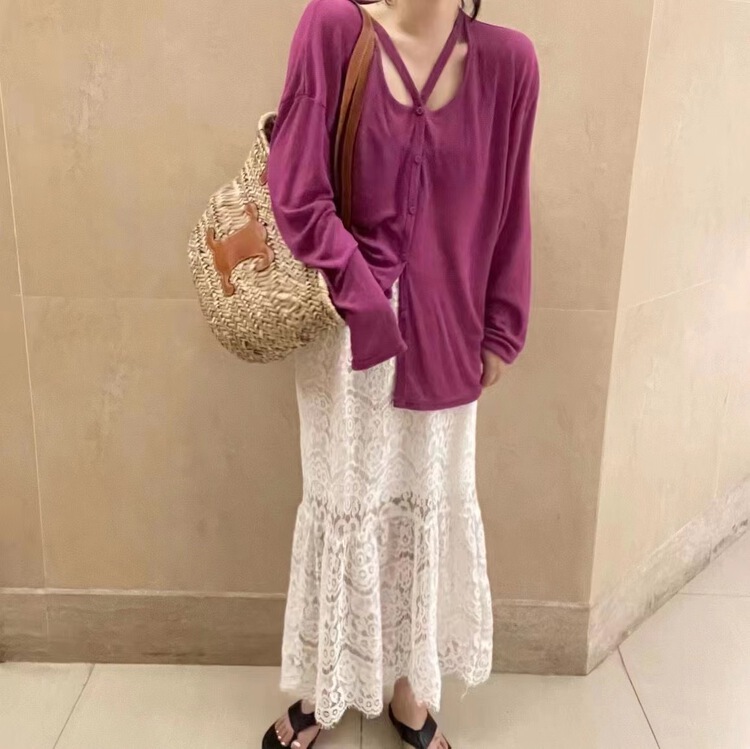 [w+] solid color sunscreen versatile knitted cardigan (only for cardigans) 6006\wtt
