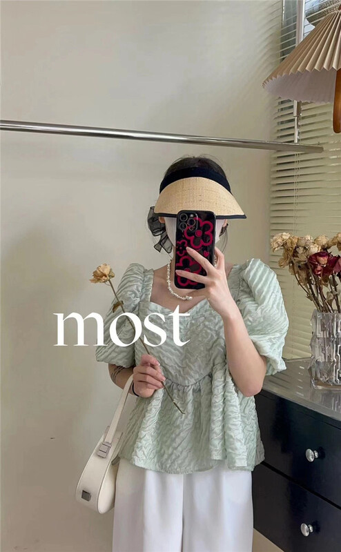 [Mr.Z] fresh and simple bubble sleeve shirt (with detachable chain) 97216\zjy