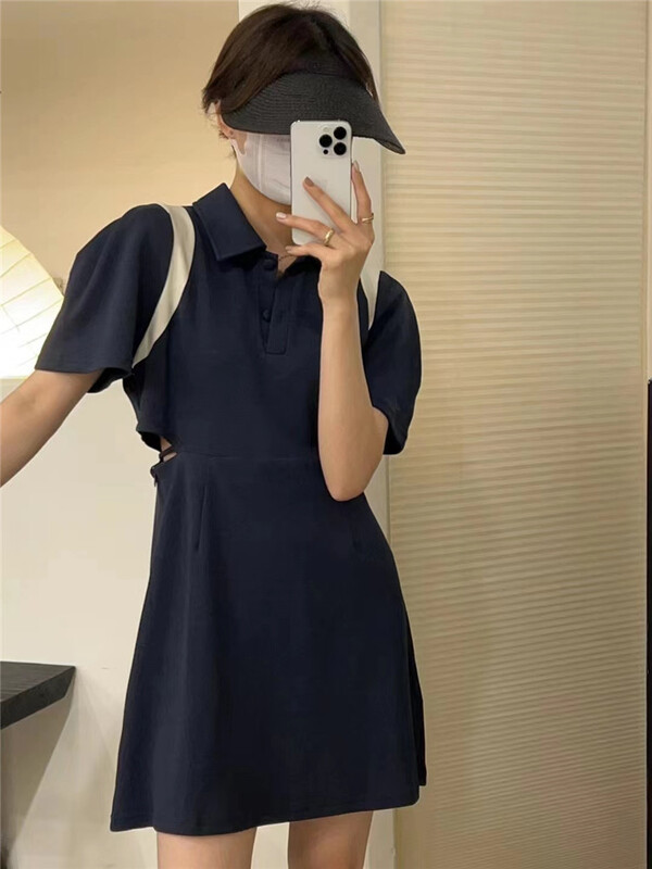 [h2-studio] simple fashion dress with holes a965\hbx
