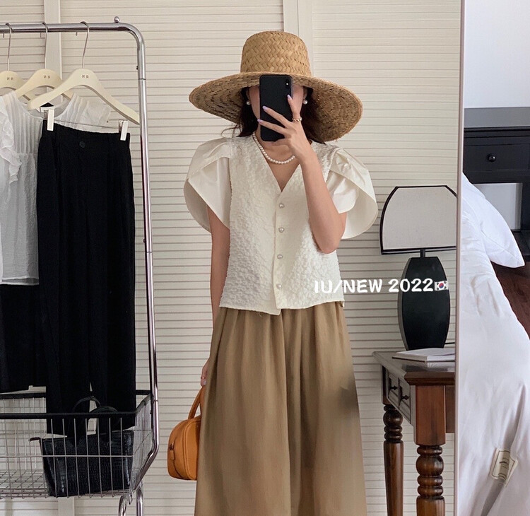 [IU] gentle temperament lotus leaf sleeve versatile shirt ys1-6885\wpl