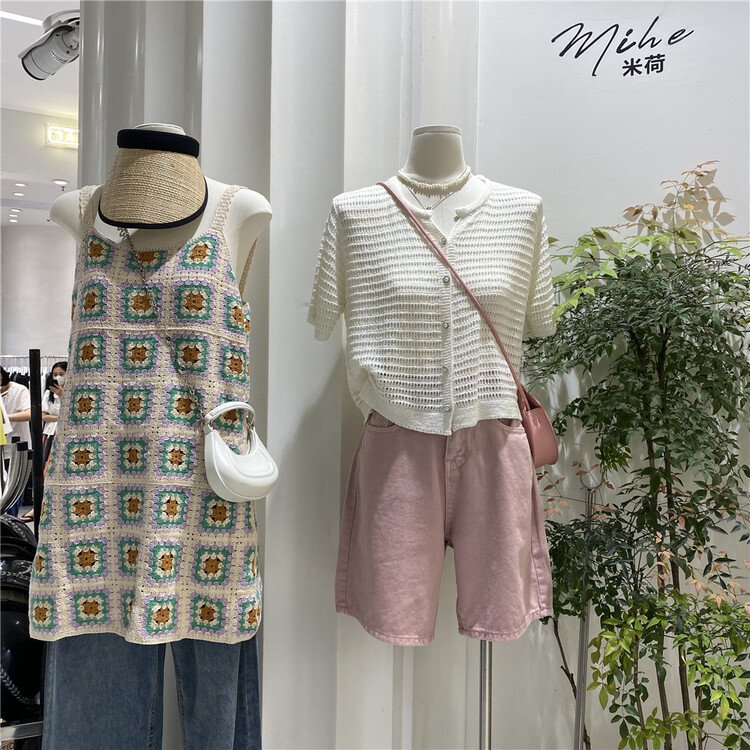 [Mihe] versatile solid color comfortable hollow out knitted cardigan (only selling cardigan) 2552 "WPL