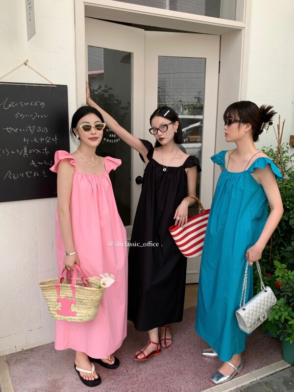 [DT class] temperament flying sleeve design suspender dress 4708\xyj