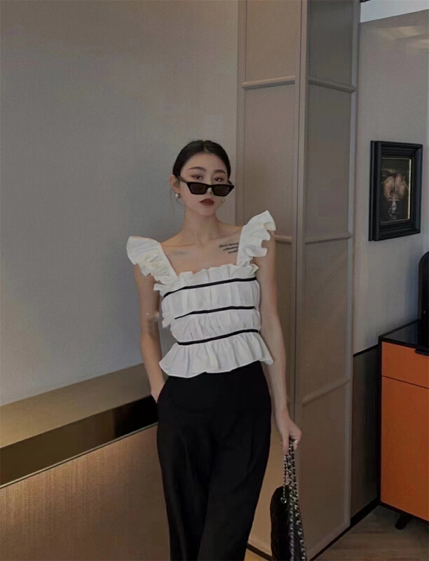 [al] stripe flying sleeve short shirt 6389\wpl