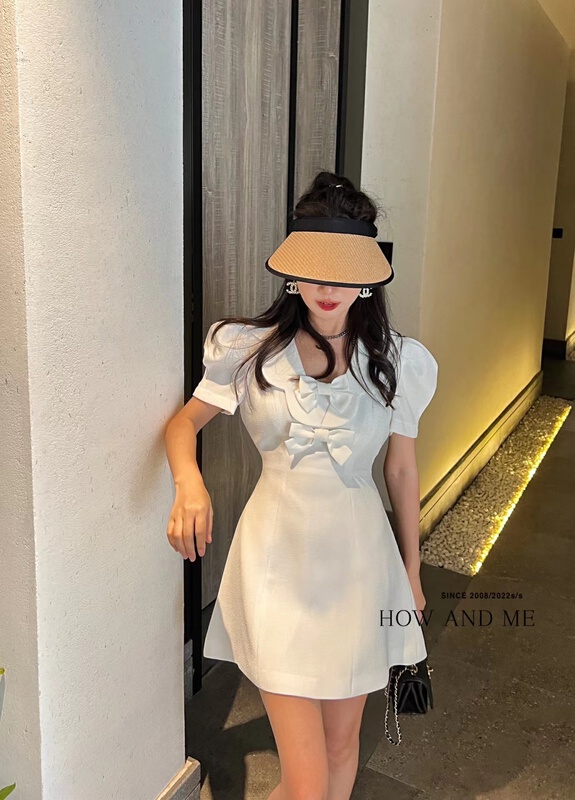 [how and me] temperament bow thin dress 7151\lsl