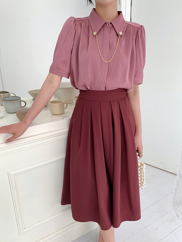 In early summer! [Hanna including that] fashionable bubble sleeve shirt (with necklace) m8181\xj