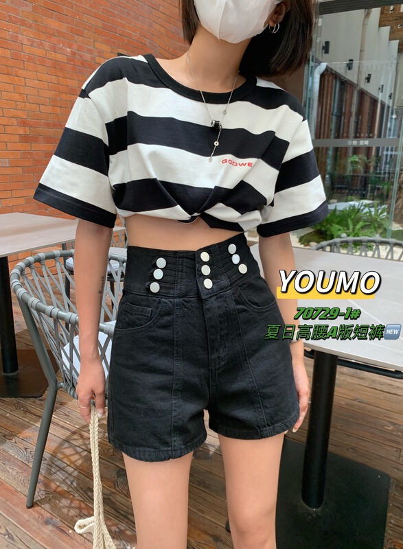 [suxinlan /youmo] Korean version high waist thin denim shorts 70729-1\cqw