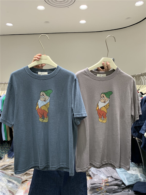[benwo] cartoon dwarf loose breathable comfortable short sleeve T-shirt ct06166\cls