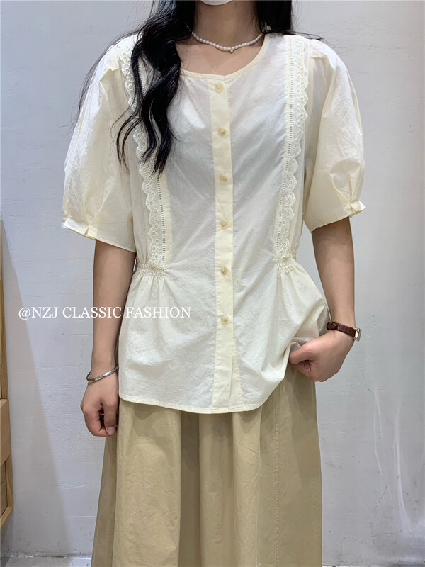 [NZJ] round neck single breasted comfortable shirt 820180\l