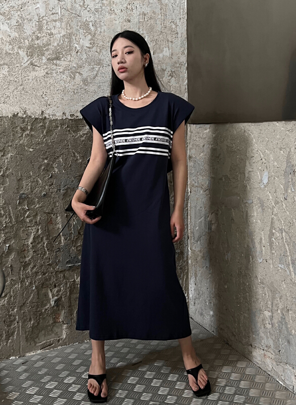 [f (x)] personalized letters loose waist design sleeveless dress lyq7117\ozq