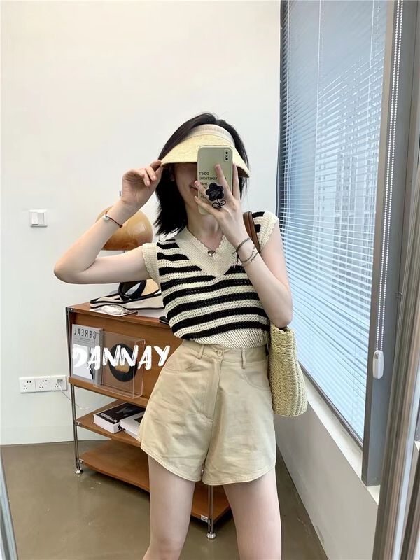 [ya.mei] stripe loose round neck T-shirt 807\ll