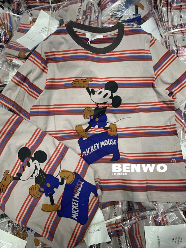[benwo] personalized stripe Mickey Casual Short Sleeve T-shirt 06140\cls