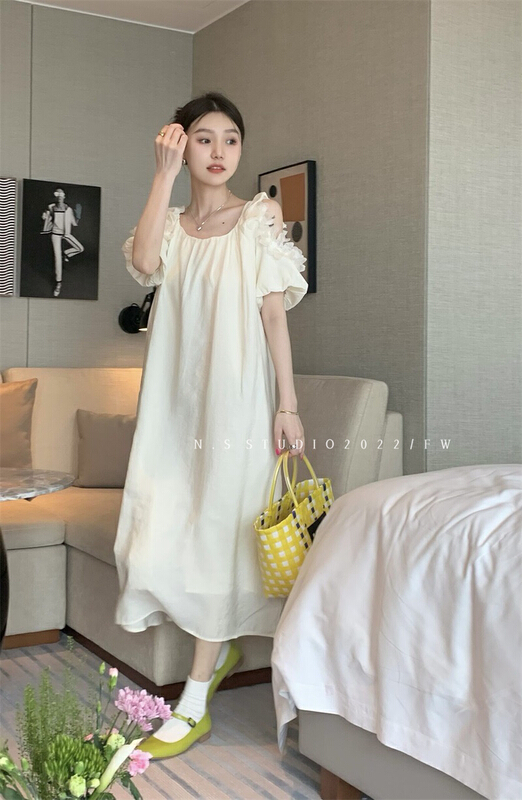 [N.S] Korean style design petal off shoulder dress (with waist rope) 8907\wpl