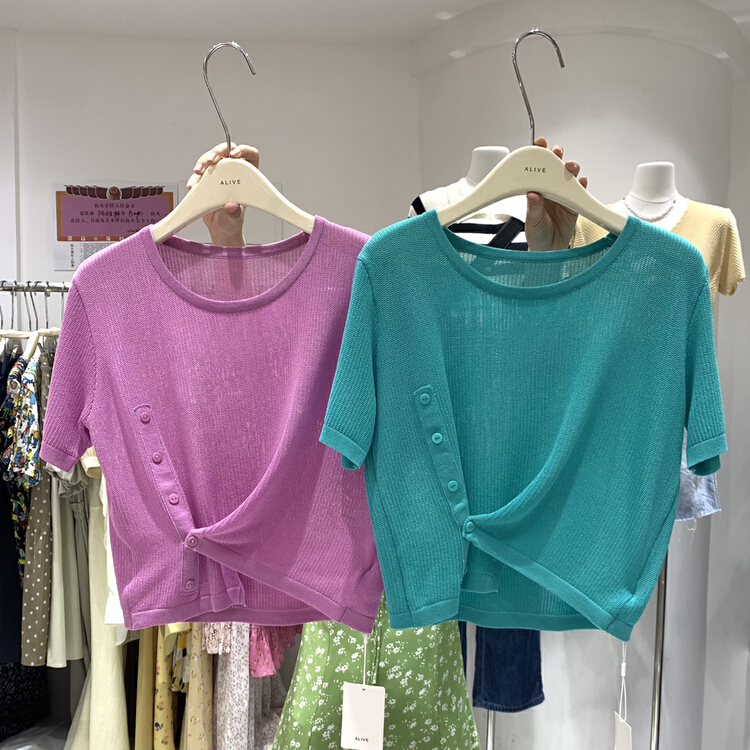 [alive] special diagonal button short sweater 201360\lwy