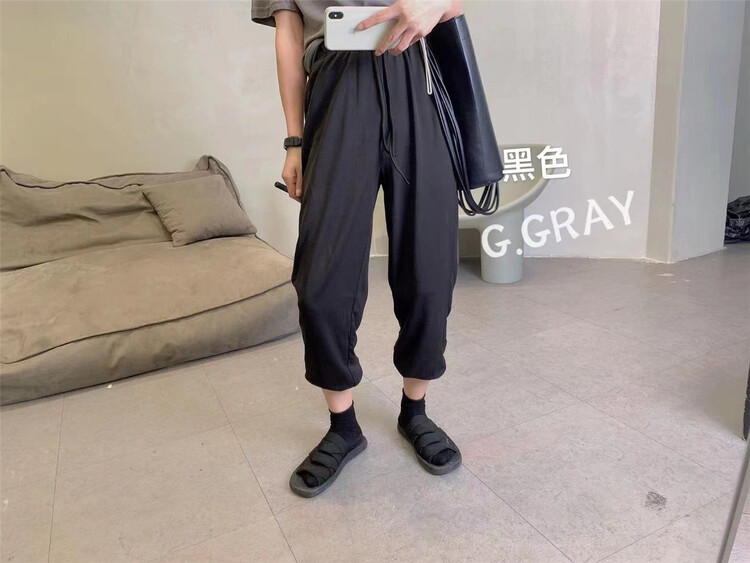 [g.gray] leg bound elastic waist simple casual pants ys1-284\l