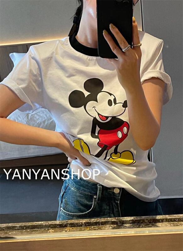 [Yanyan shop] round neck cartoon printed short sleeve T-shirt (T-shirt only) 8108\hyy