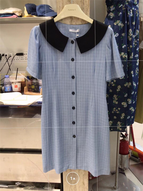 [forming-z] Korean version baby collar single breasted Plaid Dress 91285 \csx