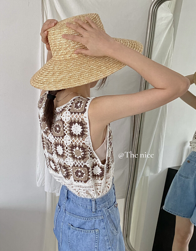 [the nice] Vintage hollow out design vest / sling 00360\hjy