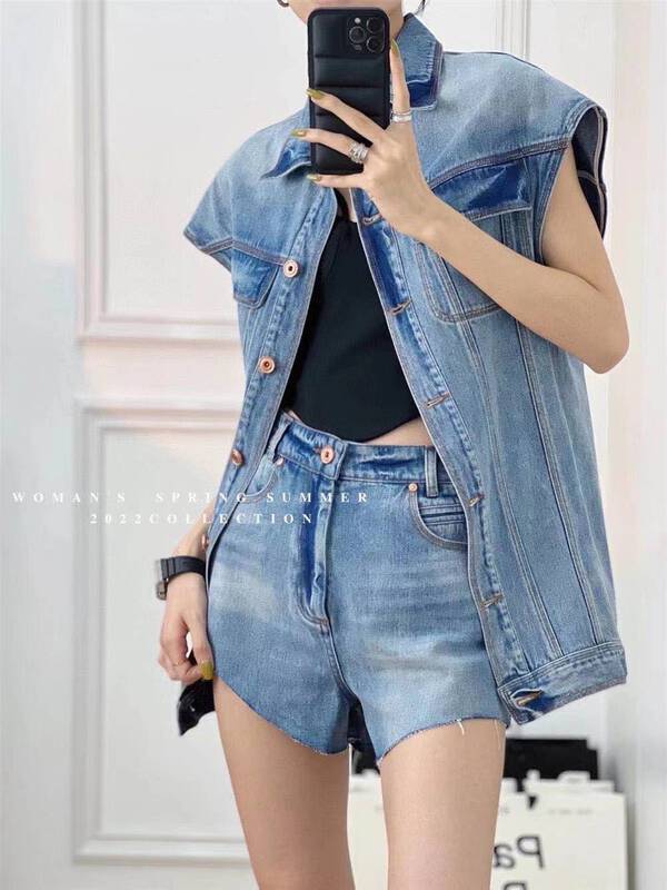 [Tan] cut edge design Vintage versatile denim shorts p3141\zxl