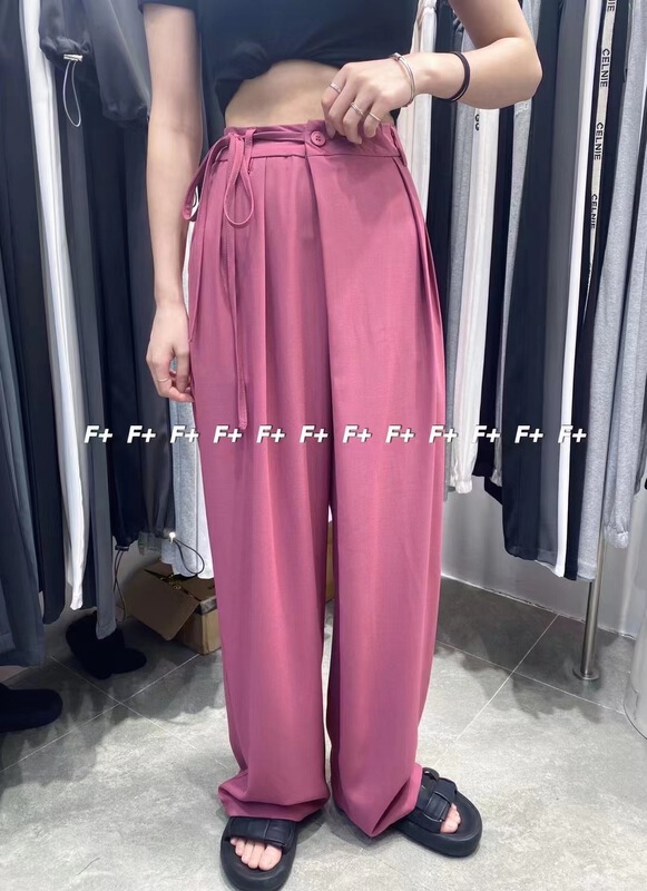 【F】 Korean loose wide leg lace up trousers 1527\hbx