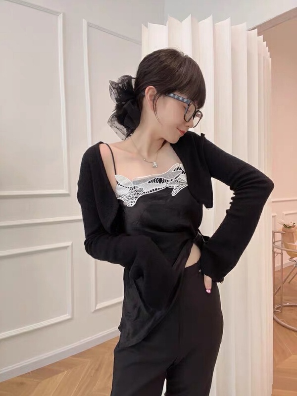 [Tan] color blocked fashion niche vest / sling t3553\zxl