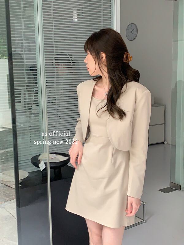 New year in early spring! [as] niche short suit + waist strap dress set 6498\hbx