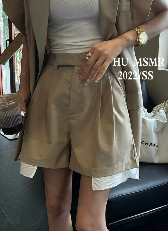 [Hu] high waist color matching suit casual shorts (only shorts) 8026\ozq